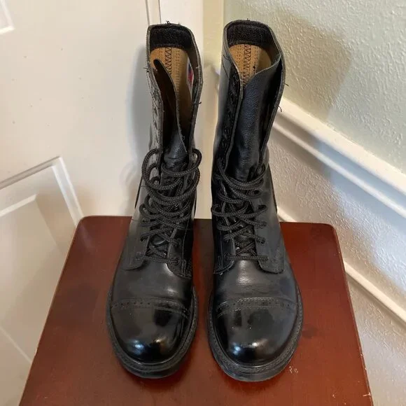 HH Brand - Airborne Jump Combat Boots - Black Leather - Lace 